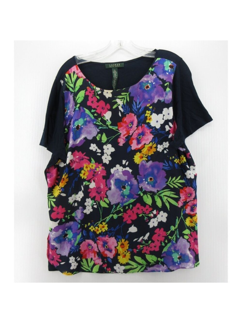 Lauren Ralph Lauren Top 1X Plus Navy Shirt Floral Pullover Crewneck